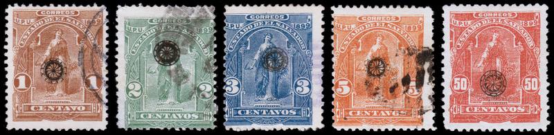 El Salvador Scott 213-216, 222 (1899) Used/Mint H F-VF