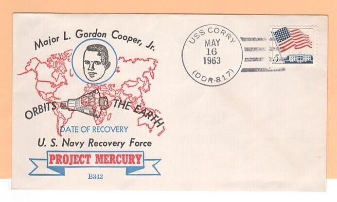 5/16/63 MA-9 Recovery Ship USS Corry (DDR-817) Beck Cachet B342