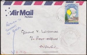 NORFOLK IS 1992 cover to NAURU returned to sender..........................B1449