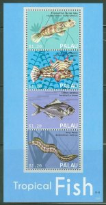 PALAU  2013 TROPICAL FISH  SHEET OF FOUR MINT NH 