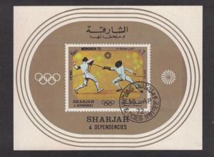 Sharjah - Munich Olympics 1972  Fencing. Souvenir Sheet. Cancelled   #02 SHAHF