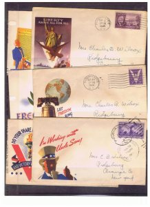 6 Postally used Minkus WWII Patriotic covers