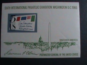 ​UNITED STATES-1966- SC#1311 6TH INTERNATIONAL STAMP SHOW IMPERF: S/S MNH VF