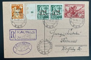 1942 Kaunas Lithuania Soviet Socialist Republic Postcard cover Locally Used