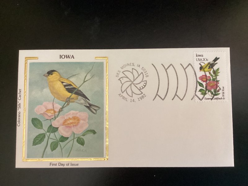 US Scott #1967 Iowa FDC unaddressed Colorano Silk Goldfinch & Wild Rose