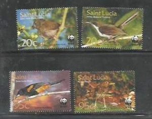 ST. LUCIA - WWF Birds - Perf 4v Set - Mint Never Hinged