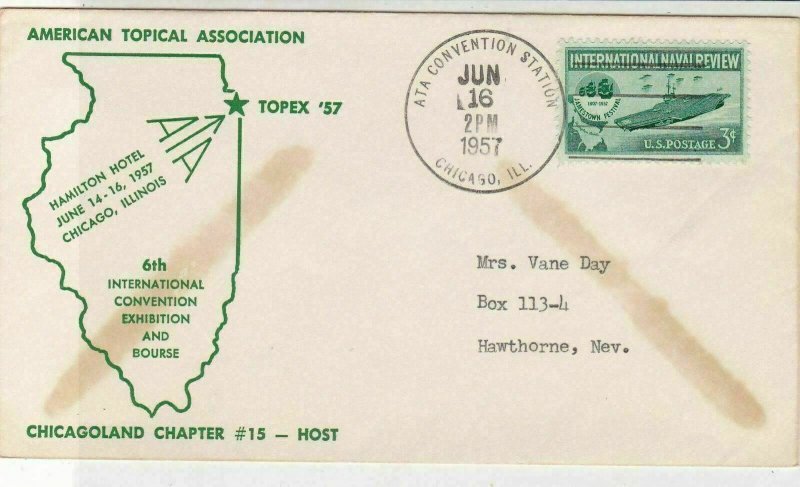 U.S. 1957 TOPEX 6th Internat. Conv. Ex + Bourse Illust Ship Stamp Cover Rf 37676 