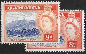 Jamaica # 167 QE II  Shade Variety  8d.   (1) Mint NH