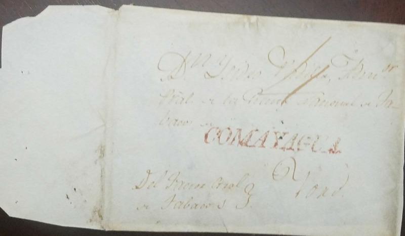 O) 1822 HONDURAS, COMAYAGUA-VERY FINE STRIKE-TOBACCO -HANDSTAMP IN MANUSCRIPT RE 