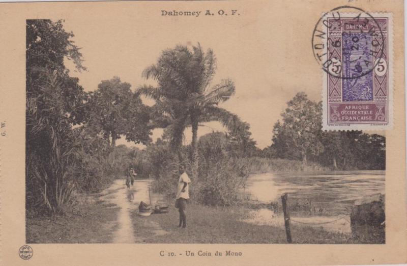 Dahomey 5c Man Climbing Oil Palm 1926 Cotonou, Dahomey PPC (Un Coin du Mono)....