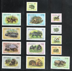 Uganda Scott #279-292 MNH Note