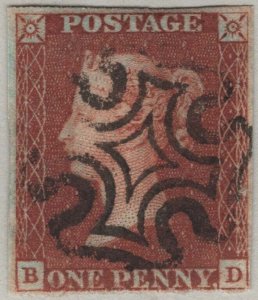 GB 1841 1d red from black plate 9 BD state 2 without the O-flaw fine used 3 go