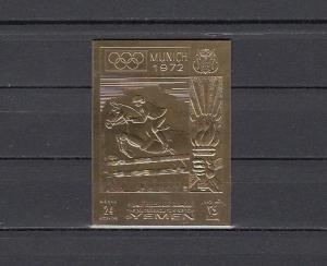 Yemen, Kingdom, Mi cat. 914 B. Munich Olympics, IMPERF Gold Foil issue. ^
