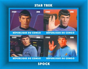 Star Trek Stamps 2018 MNH Spock Leonard Nimoy 4v IMPF M/S