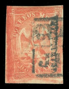 MEXICO 1864  Eagle  8r red - Guadalajara - dist. ovpt  Sc# 25b  used FVF