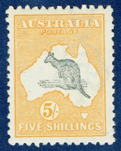 [st1418] Australia 1915 Kangaroo 5s gray yellow Scott44a SG30w Inverted wmk