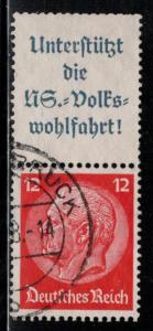 Germany Reich Scott # 422, label A8.2, used, se-tenant, S155