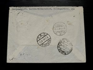 1934 Germany Airmail Cover #C14 Stamp Not Zeppelin Flown to Bedakah Java