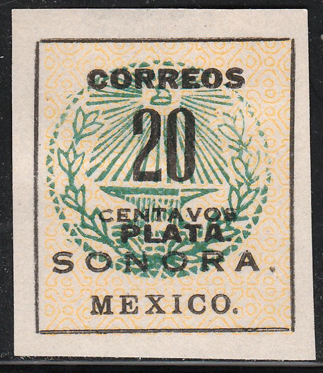 MEXICO 412, 20c SONORA ANVYL SEAL ISSUE. UNUSED, NG (AS ISSUED). F-VF. (444)