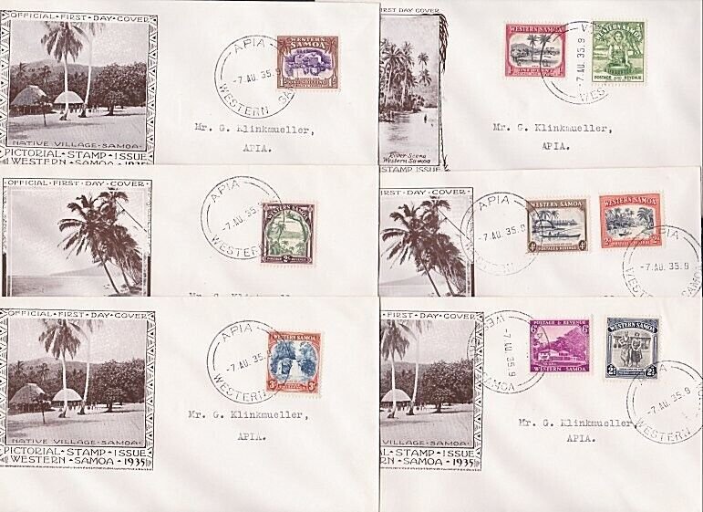 SAMOA 1935 Pictorials - complete set matching FDCs - scarce................A2233 