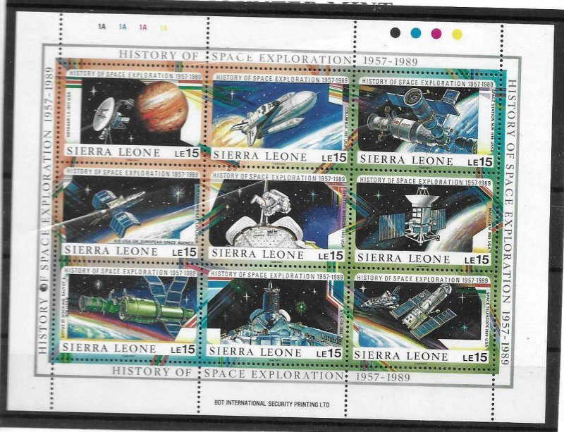 1989    SIERRA LEONE  -  SG.  1275 / 1283  -  SPACE EXPLORATION SHEETLET  -  MNH