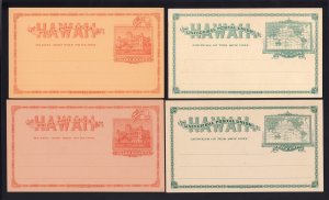 HAWAII: UX8-UX9, UPSS #S8-S11 Mint Postal Cards, Cat $130.00