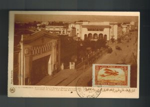 1928 Casablanca Morocco postcard Cover Paris Boulevard Airmail Stamp