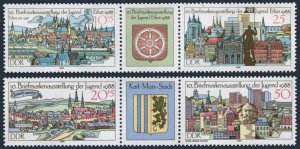 Germany-GDR 2678-2681a pairs,MNH.Mi 3173-3176. Erfurt & Karl-Marx-Stadt,1988.