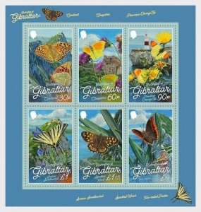 Gibraltar 2024 Butterflies Lighthouse Landscapes set of 6 stamps in block MNH