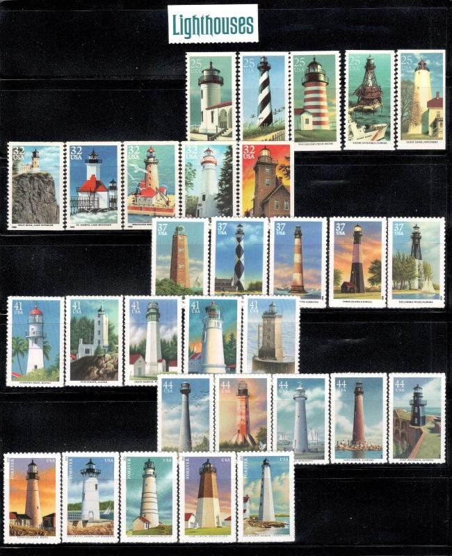 2470,2969,3787,4146,4409,4791 Complete Lighthouses Series 30 Stamps 6 Sets Mint