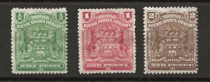 Rhodesia 59-61 SG 25-27 MHR Fine to VF 1898 SCV $39.50 (jr)