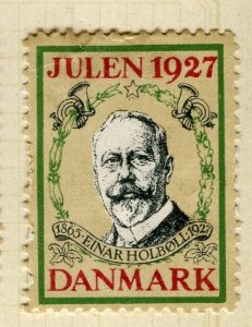 DENMARK; 1927 early pictorial Christmas Stamp unused value