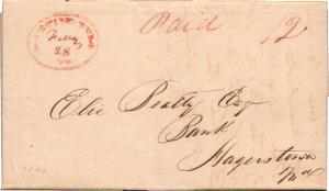 United States West Virginia Martinsburg, Va. 1840 serifed oval  ms Paid 6  17...