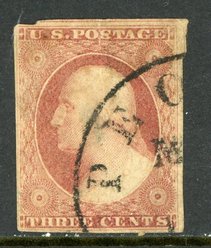 USA 1851 Washington 3¢ Orange Brown Type II Scott #10A Used R389