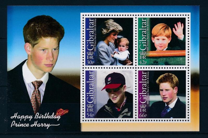 [48723] Gibraltar 2002 Prins Harry 18th Birthday Princess Diana MNH Sheet