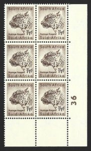 1954 South Africa Animal 1 1/2d Scott #202 Sheet Corner BLOCK F/VF-NH-