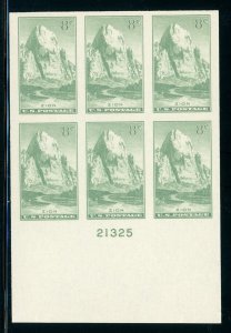 US Stamp #763 Zion National Park 8c - Plate Block of 6 - MNG - CV $35.00