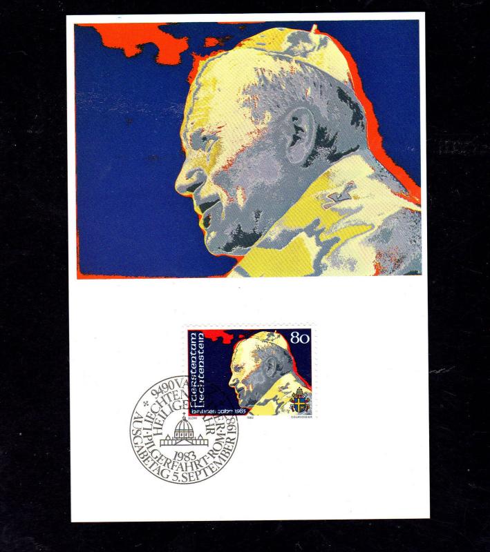 LIECHTENSTEIN #768  1983  POPE JOHN PAUL II  MINT  VF NH  O.G  FDC  ENVELOPE  b