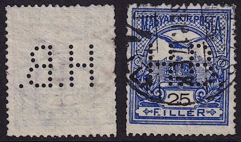 Hungary - 1913 - Scott #93 - used - H.B. perfin