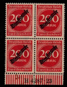 Germany Scott o25 MNH** Official overprinted block of 4. 