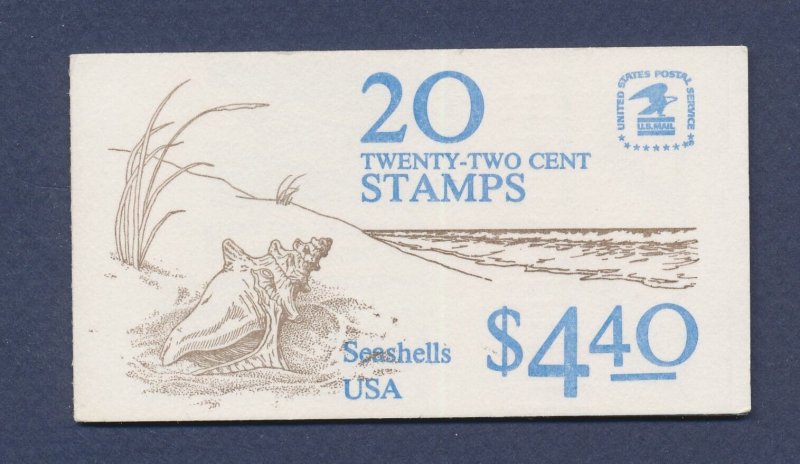 USA - Scott BK147 - MNH complete booklet plate #10 - twenty 22ct Sea Shells 1985