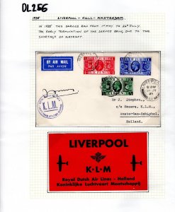 GB KGV Jubilee Air Mail Cover KLM Signed LAST FLIGHT 1935 Label LIVERPOOL  DL256