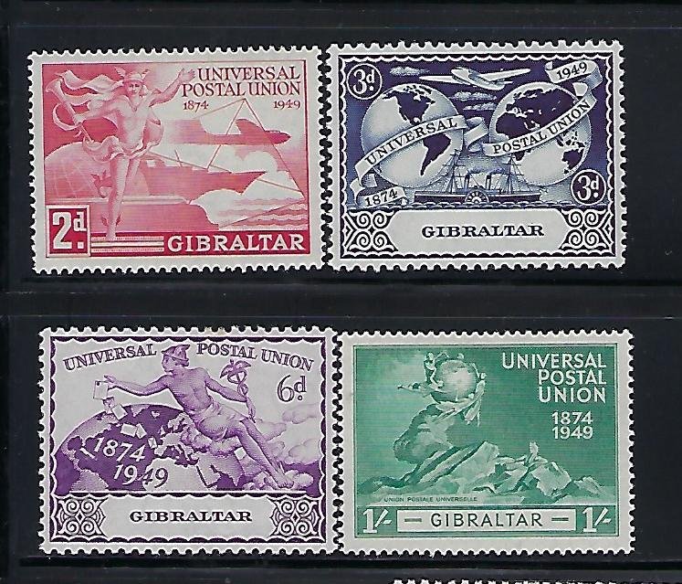 GIBRALTAR SCOTT #123-126  1949 UPU ISSUE- MINT  HINGED