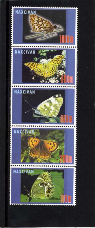 Naxcivan Republic 1997 Butterflies Strip (5) Perforated mnh.vf