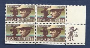 1555 10c D W Griffith Moviemaker zip code plate  VF/MNH/OG