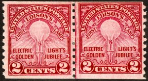 US Stamps # 656 MLH F-VF Line Pair