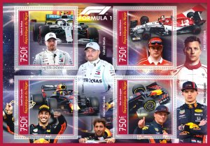 Stamps. Cars.  Formula one 2019 year 1+1 sheets perforated