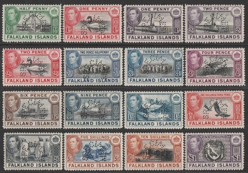 FALKLAND ISLANDS 1938 KGVI Pictorial set, SPECIMEN. MNH **. VERY RARE GENUINE!