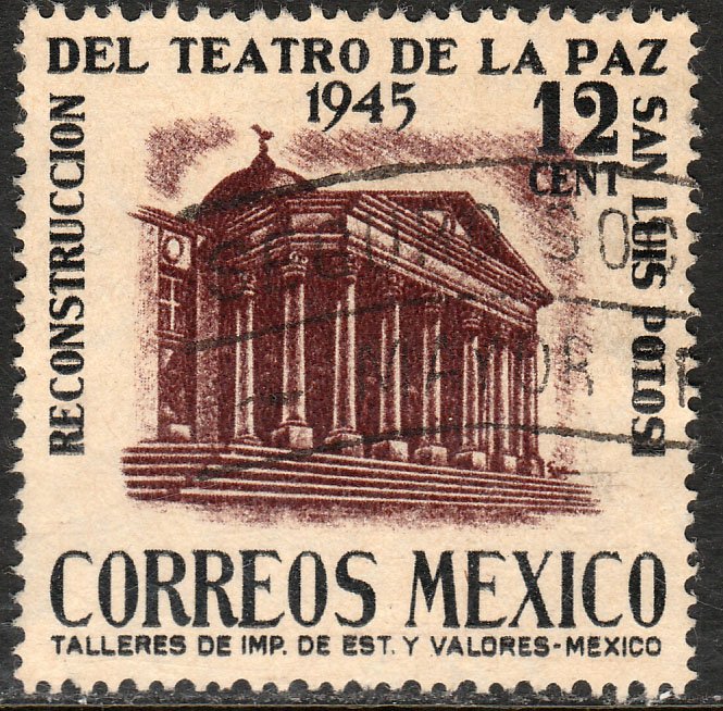 MEXICO 801, 12c Reconstruction of La Paz Theater Used VF. (822)