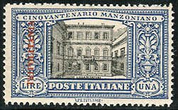 Tripolitania - Manzoni 1 l. linear perforated instead of comb